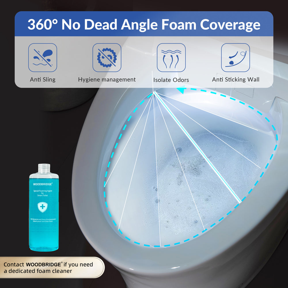WOODBRIDGE Smart Bidet Toilet Auto Open & Close, Auto Flush, Foot Sensor, Cleaning Foam Dispenser, Heated Seat and ADA Chair Height Design, EBT230