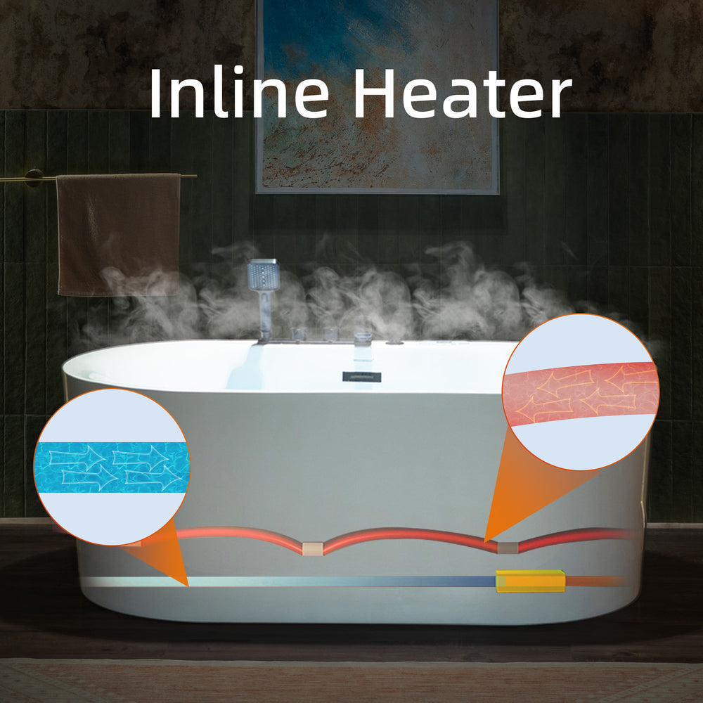 WOODBRIDGE Combination Tub 59 x 31.5 in. Whirlpool and Air Massage Inline Heater with Faucet New