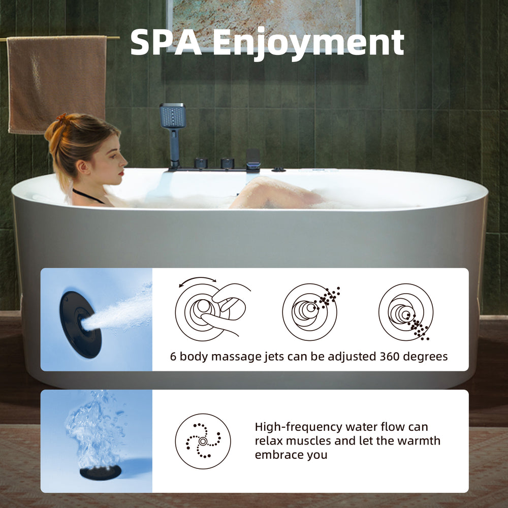 WOODBRIDGE Combination Tub 59 x 31.5 in. Whirlpool and Air Massage Inline Heater with Faucet New