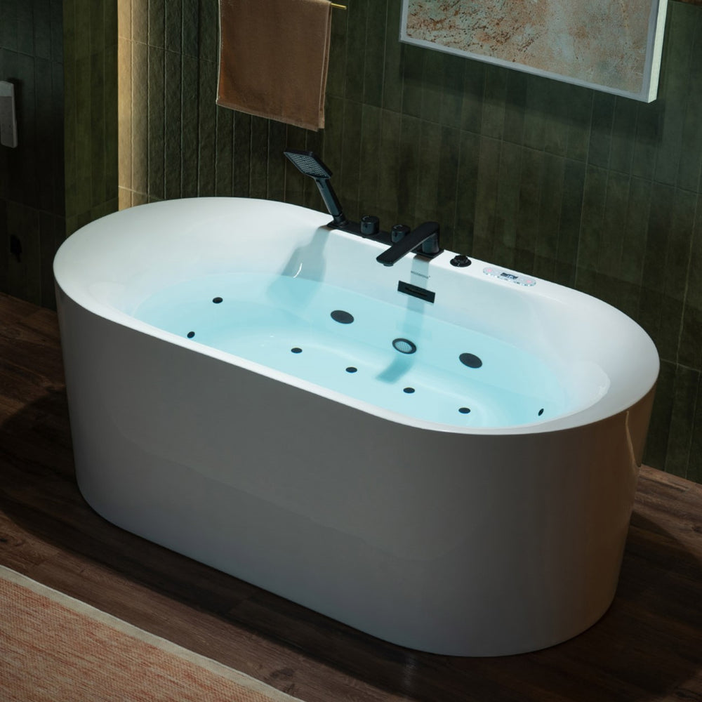 WOODBRIDGE Combination Tub 59 x 31.5 in. Whirlpool and Air Massage Inline Heater with Faucet New