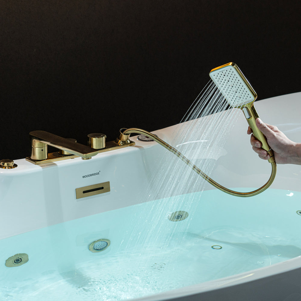 WOODBRIDGE Soaking Combination Tub 72 x 35 in. Whirlpool Air Massage Heated Gold Faucet New