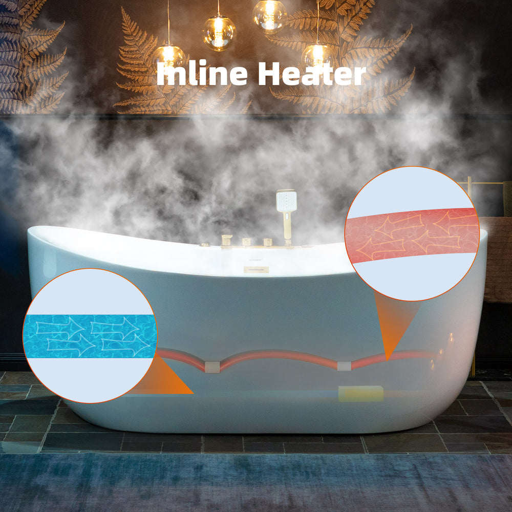 WOODBRIDGE Soaking Combination Tub 72 x 35 in. Whirlpool Air Massage Heated Gold Faucet New