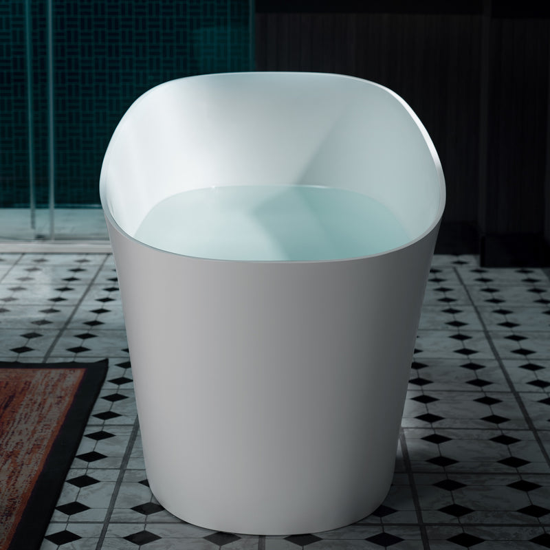 WOODBRIDGE EST0608 Freestanding Bathtub 66-7/8" L x 29-1/2" W Solid Surface Stone Resin Matte White New