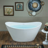 WOODBRIDGE EST0016 Freestanding Bathtub 59" L x 29-1/8" W Stone Resin Solid Surface Matte White New