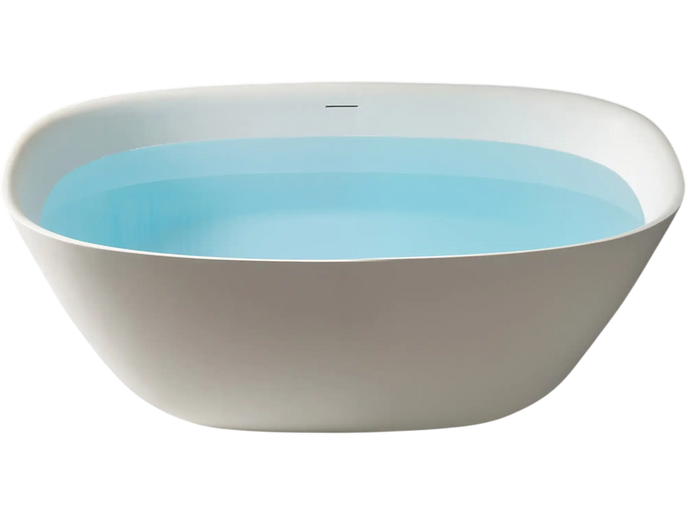 WOODBRIDGE B0047-2.0 Freestanding Solid Surface Stone Resin Bathtub 59" Matte White New