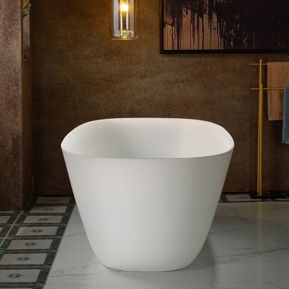 WOODBRIDGE B0047-2.0 Freestanding Solid Surface Stone Resin Bathtub 59" Matte White New