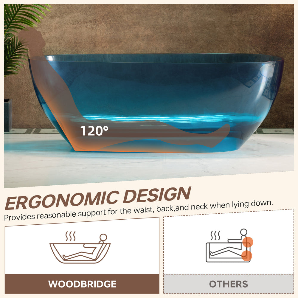 WOODBRIDGE Freestanding Bathtub 63" L x 28-3/8" W x 22" H Solid Surface Stone Resin New