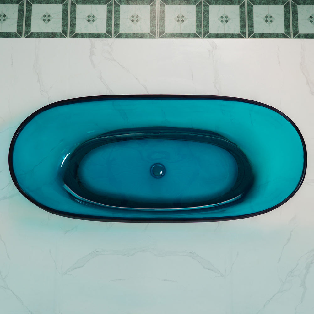 WOODBRIDGE Freestanding Bathtub 63" L x 28-3/8" W x 22" H Solid Surface Stone Resin New