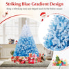 6FT artificial Christmas tree with blue gradient design and 456 branch tips, perfect for festive home decoration.