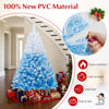 6FT artificial Christmas tree with 456 flocked branch tips, gradient design, and folding metal stand for festive decor.