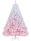 6FT artificial Christmas tree with a gradient design, featuring 456 flocked branch tips and a sturdy folding metal.