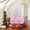 6FT artificial Christmas tree with gradient design and 456 flocked branch tips, perfect for holiday decoration.