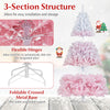 6FT artificial Christmas tree with 456 flocked branch tips, flexible hinges, and a folding metal stand for easy setup.