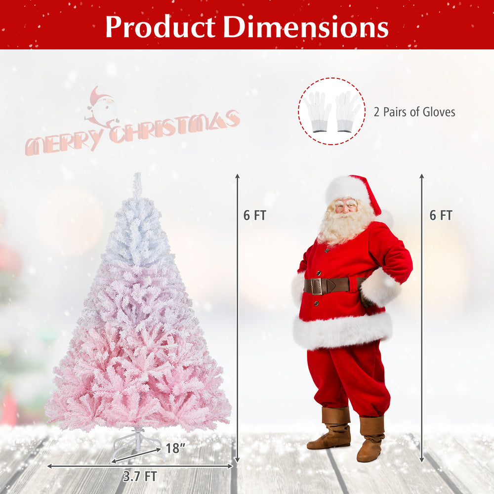 6FT artificial Christmas tree with gradient design and 456 branch tips, perfect for holiday decorating at home or.