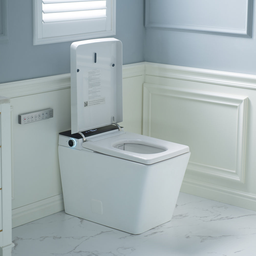 WOODBRIDGE EBT-WH01 Smart Bidet Toilet Square 1.28 GPF Auto Open Close Foot Sensor Heated Seat Air Dryer New
