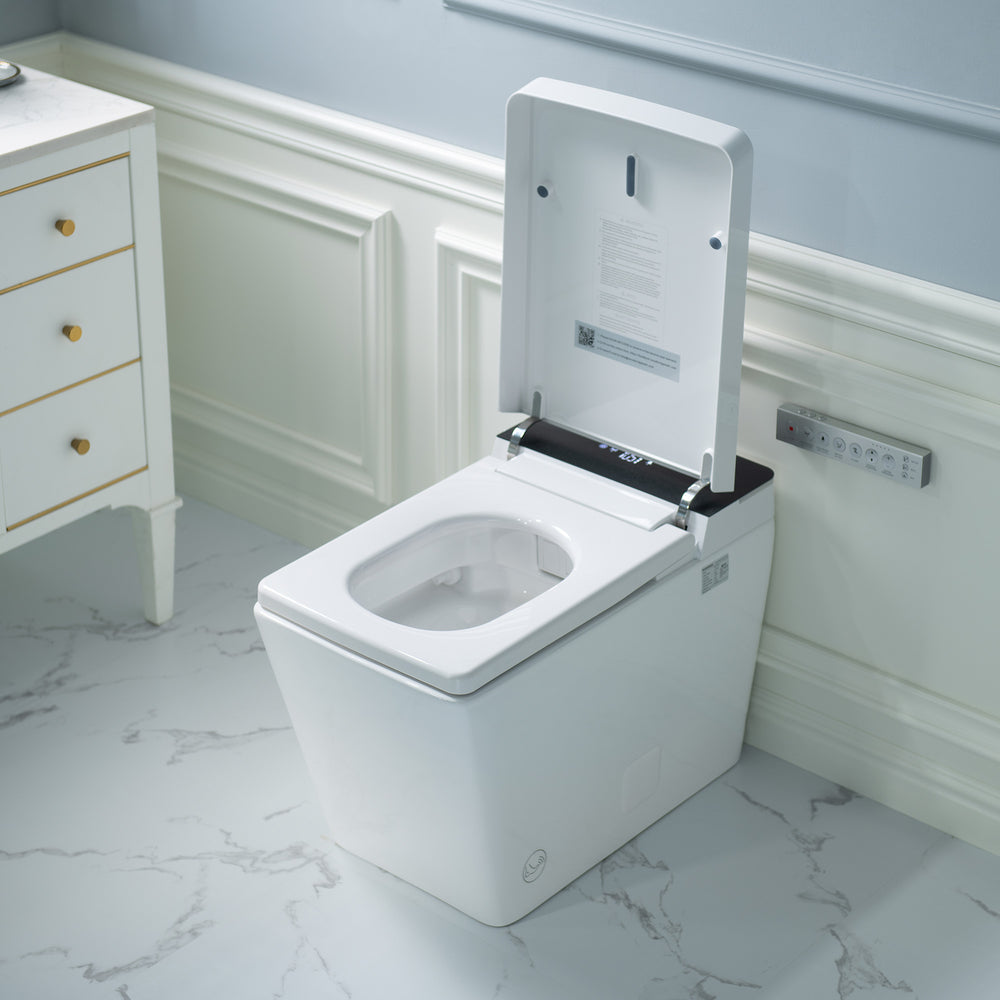 WOODBRIDGE EBT-WH01 Smart Bidet Toilet Square 1.28 GPF Auto Open Close Foot Sensor Heated Seat Air Dryer New
