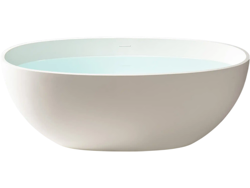 WOODBRIDGE B0044-2.0 Freestanding Solid Surface Stone Resin Bathtub 61" Matte White New