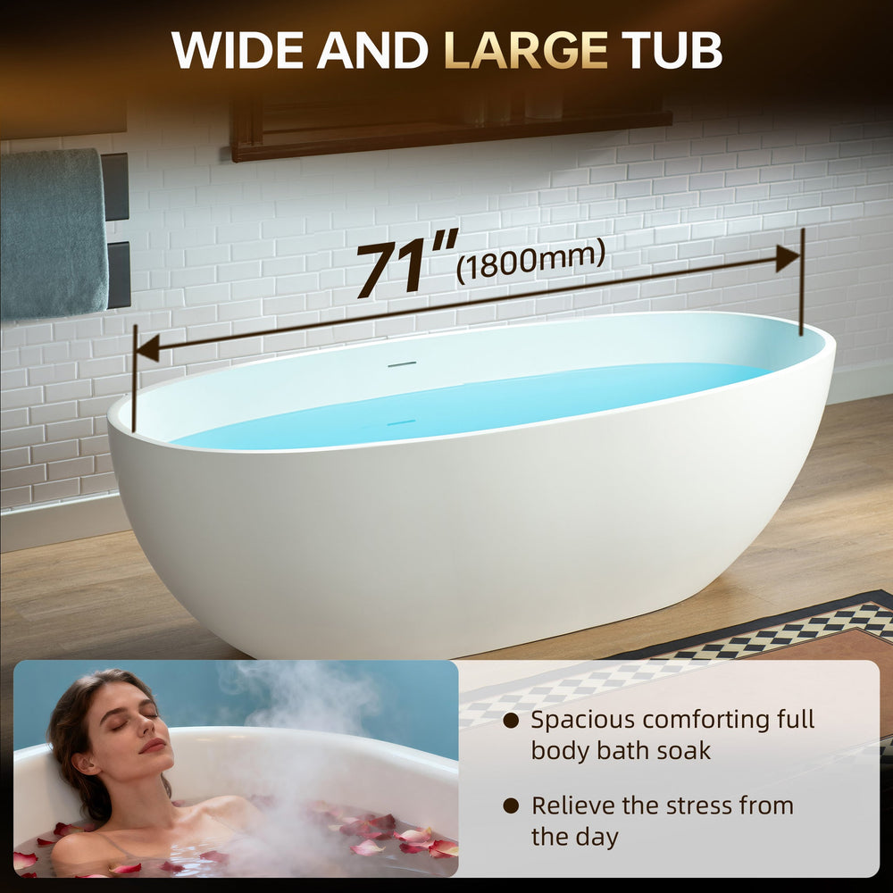 WOODBRIDGE MST0805 Freestanding Bathtub 71" Matte White New