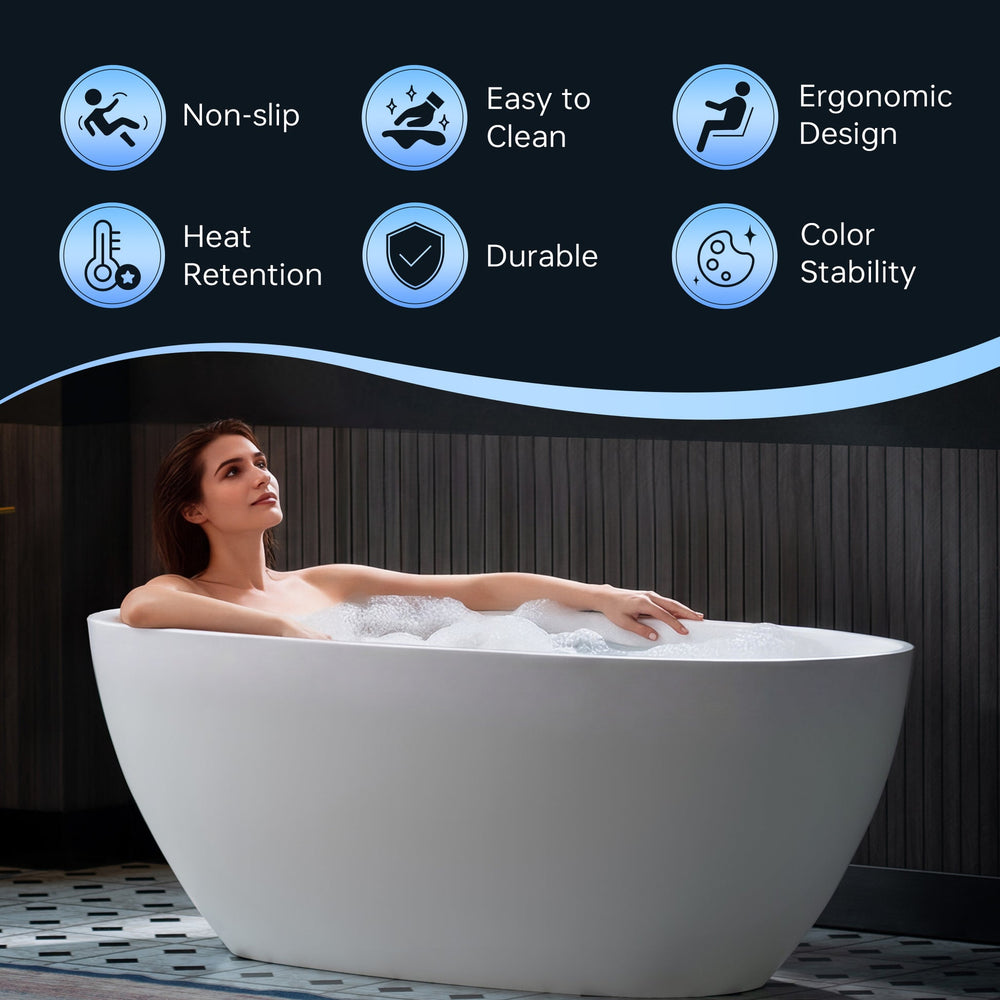WOODBRIDGE MST0801 Freestanding Bathtub 63" Matte White New
