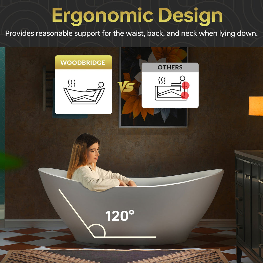 WOODBRIDGE MST0804 Freestanding Bathtub 67" Matte White New