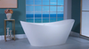 WOODBRIDGE EST0015 Freestanding Bathtub 66-7/8" L x 31-1/2" W Stone Resin Luxury Contemporary Solid Surface Matte White New
