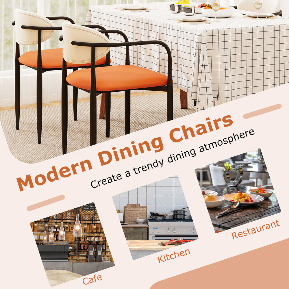 Modern dining chairs set of 2 with padded seat and curved back, perfect for cafes, kitchens, or trendy dining spaces.