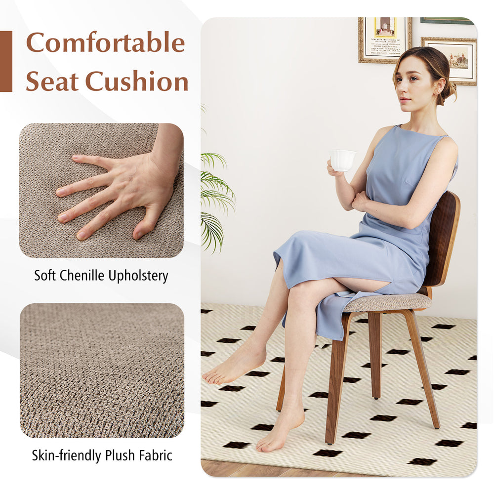Comfortable padded seat cushion in soft chenille upholstery on a wooden dining chair set, ideal for dining rooms and.