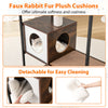 Faux rabbit fur plush cushions in the cat tree condos provide ultimate softness and coziness for your feline friends.