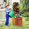 Outdoor wooden raised garden bed with trellis, featuring a smooth finish and ideal for growing plants and flowers.