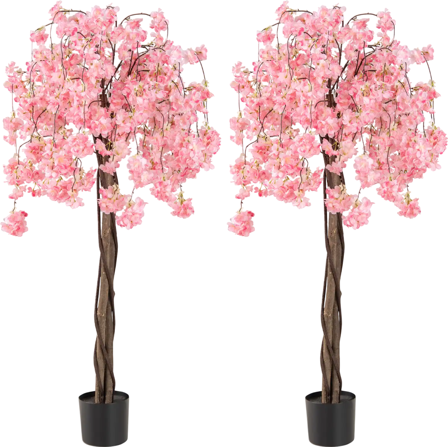 Costway 5.5' Artificial Cherry Blossom Tree Pink White Flowers 2 Pack 26239699 New
