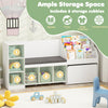Kids bookcase with reading nook featuring 6 storage cubbies and a removable cushion for comfortable seating.