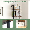 5-tier ladder bookcase with rustic brown shelves and heavy-duty metal frame, ideal for home office or study storage.