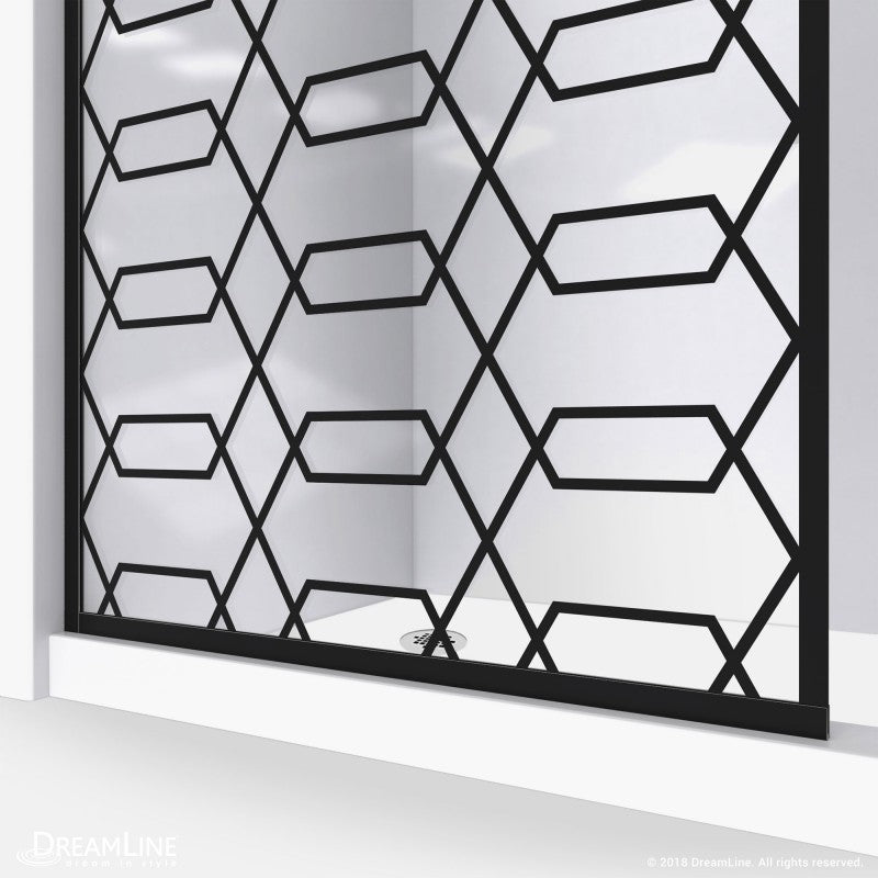 DreamLine Linea Maze Shower Door 34" W x 72" H Single Panel Frameless Open Entry Design New