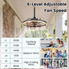20” ceiling fan in black with dimmable LED light, featuring 6 adjustable speeds for efficient airflow and year-round comfort.