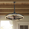 20” black ceiling fan featuring a dimmable LED light, 6 speeds, and a stylish design for year-round comfort.