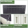 Lid support rod and cutout handles of a 20 cu.ft horizontal resin storage shed for easy access and stability.