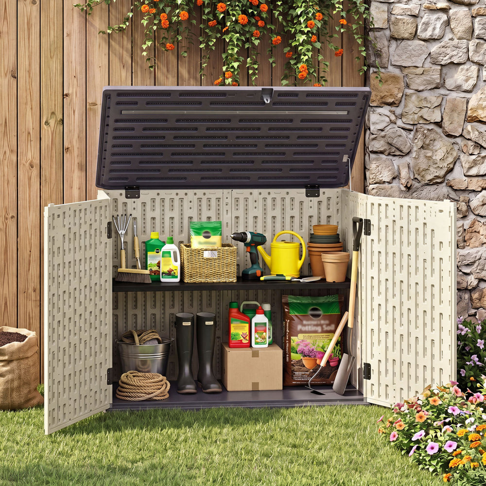 20 Cu.Ft Horizontal Resin Storage Shed with Adjustable Shelf-Beige - Gallery View 1 of 12