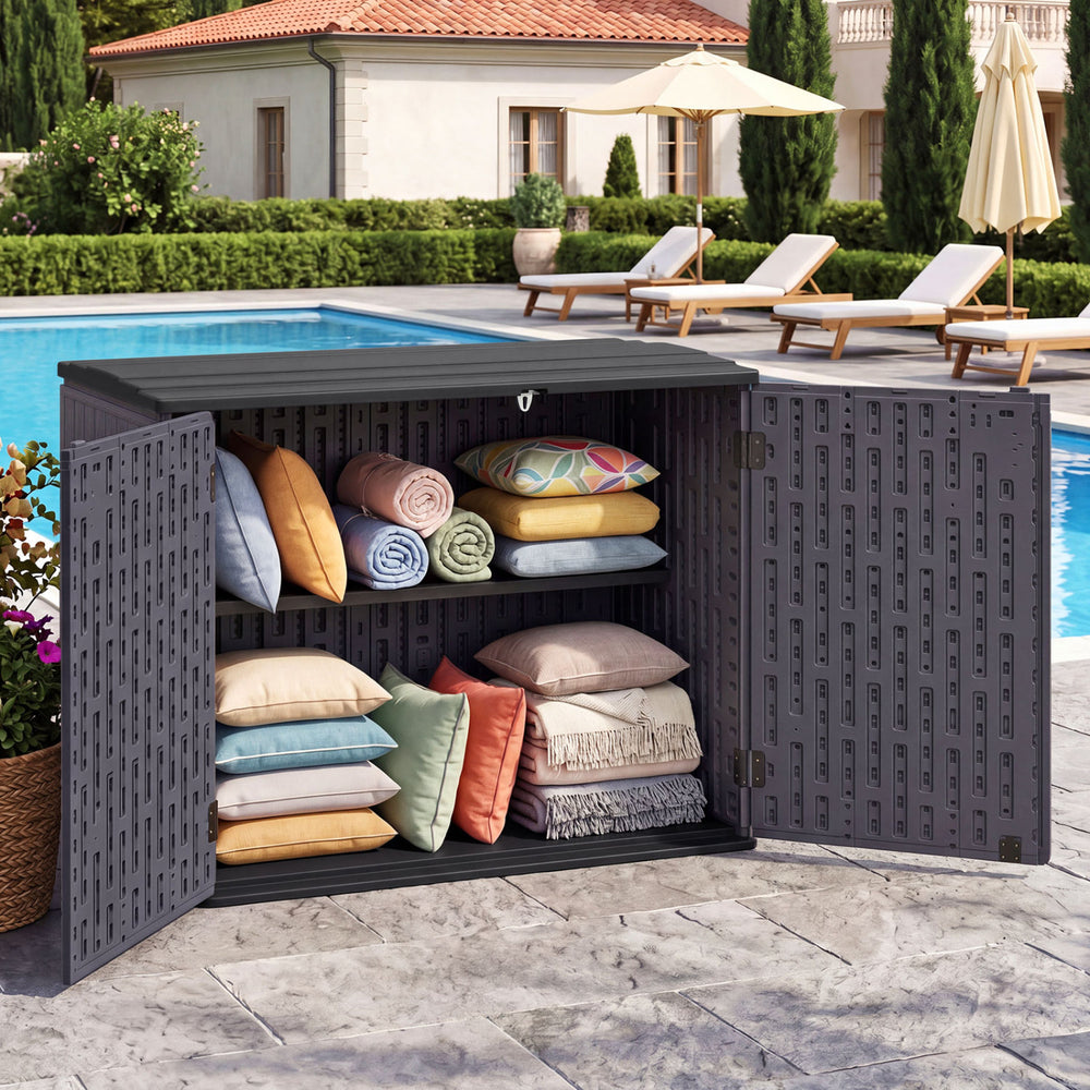 20 Cu.Ft Horizontal Resin Storage Shed with Adjustable Shelf-Brown - Gallery View 1 of 11