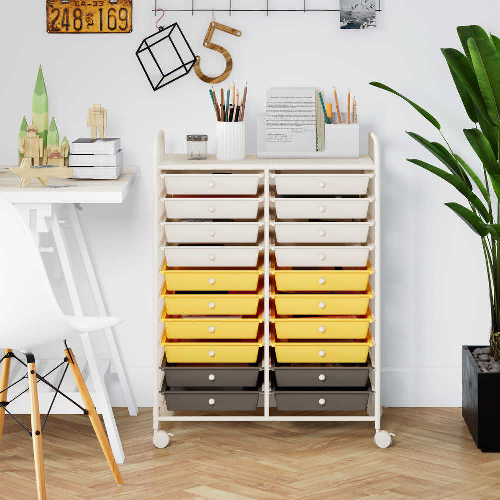 20 Drawers Storage Rolling Cart Studio Organizer-Yellow - Gallery View 1 of 10