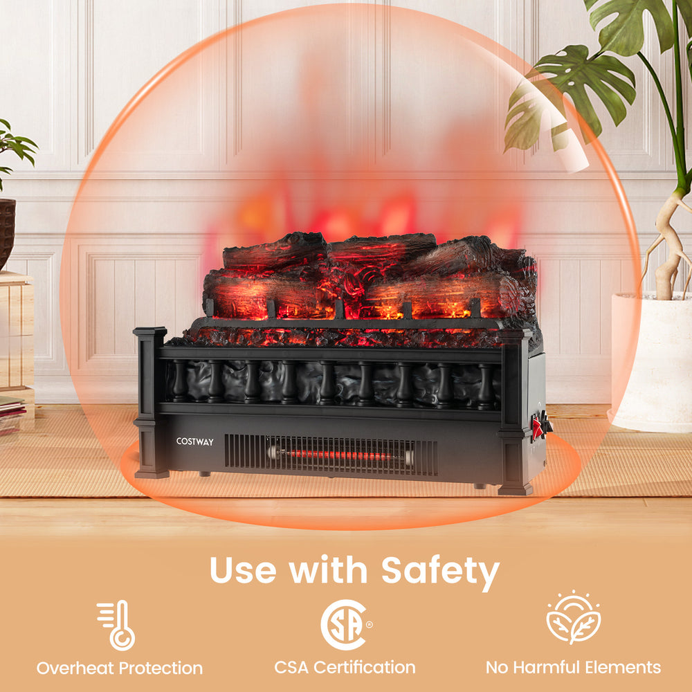 20-inch electric fireplace heater with realistic pinewood ember bed, 5120 BTU, safe with overheat protection for cozy.