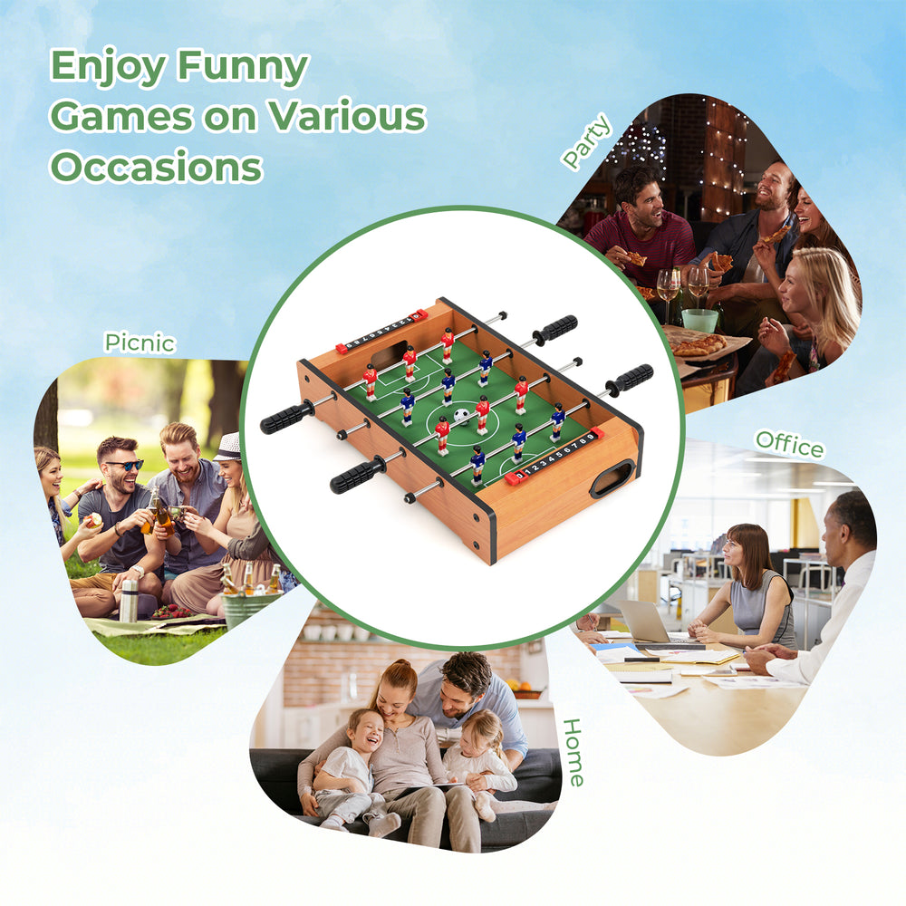 20-inch indoor competition game soccer table with strong wood construction, perfect for home, office, or party fun.