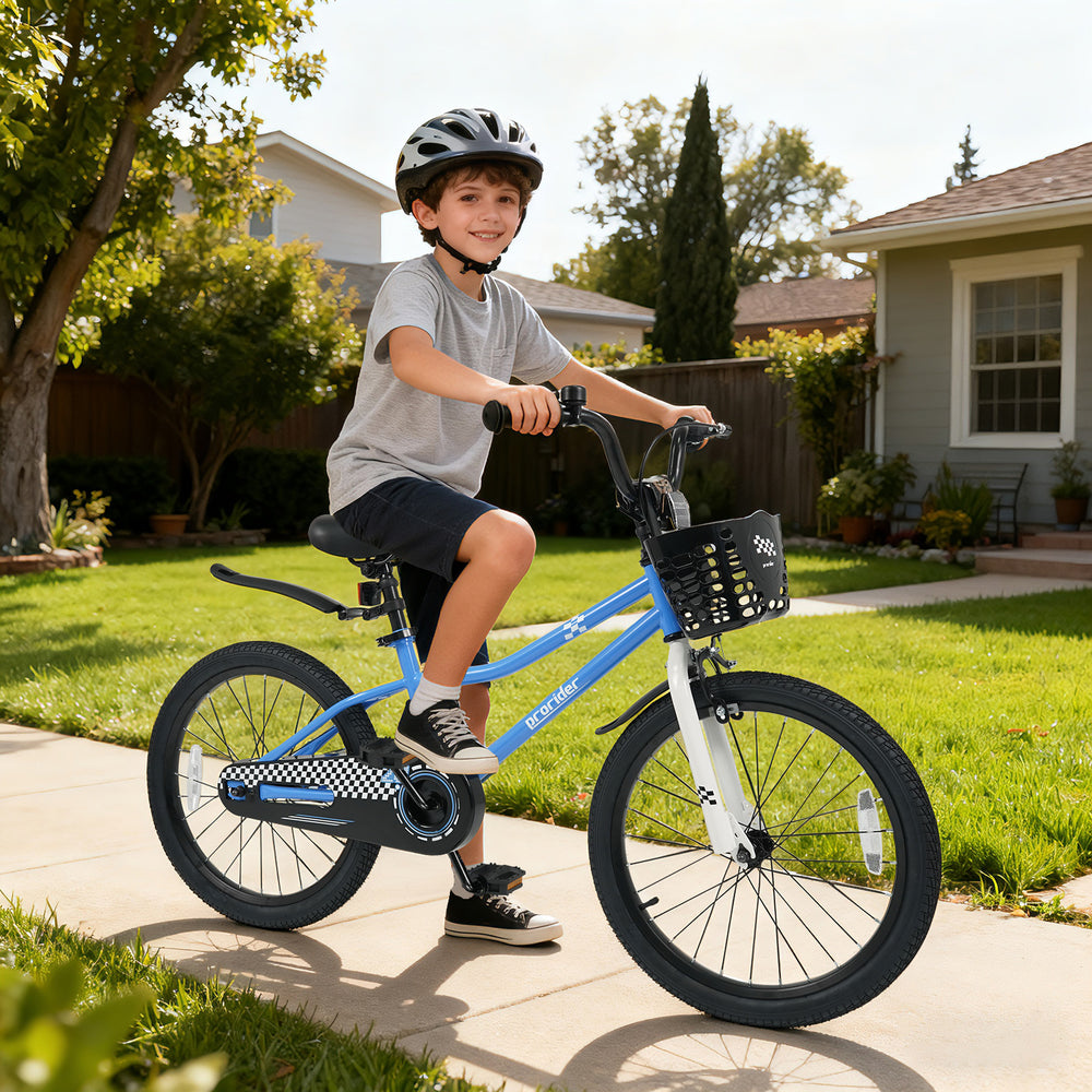 20 Inch Kids Bike Adjustable with Kickstand and Storage Basket for Aged 8+ Years-Navy - Gallery View 1 of 9