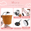 Storage basket and extra bell on the 12-inch kids bike, featuring a sturdy carbon steel frame for ages 3-8.