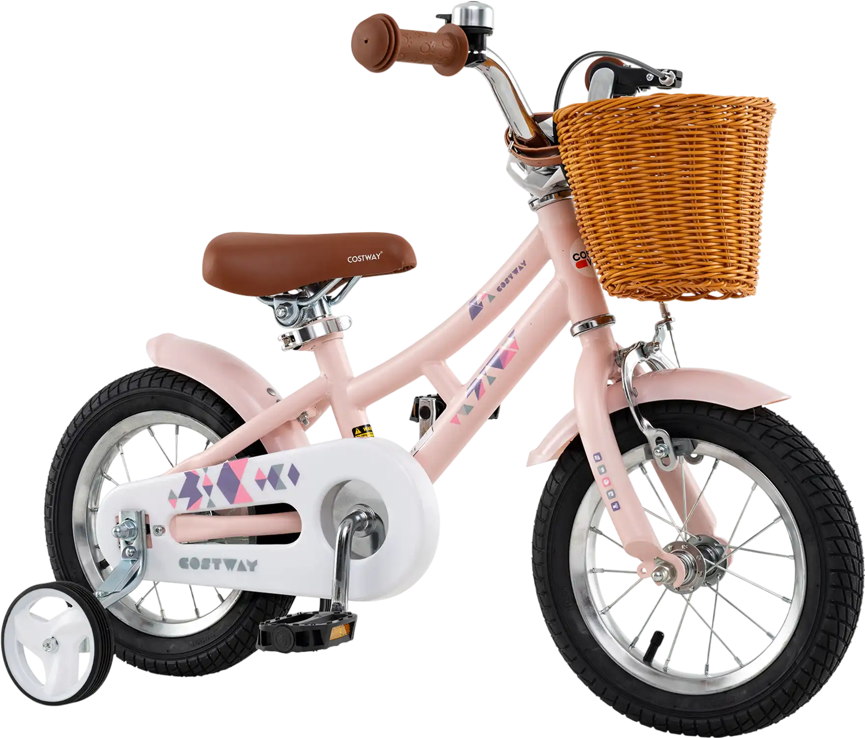 Costway Kids Retro Bike w/ Basket Adjustable Height 12/14/16/18
