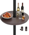 20-inch outdoor adjustable umbrella table in coffee color, featuring a realistic wood grain design for patio use.