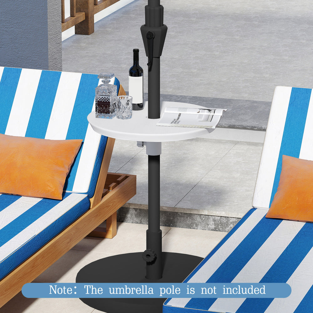 20 Inch Outdoor Adjustable Umbrella Table for 2 Sizes Patio Umbrella Pole-White - Gallery View 1 of 10