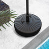 20-inch round umbrella base stand featuring a built-in handle for easy transport, designed for stability and durability.