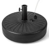 Heavy-duty 20-inch round umbrella base stand with fillable reservoir, designed for stability in outdoor settings.
