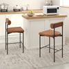 26 Inch Upholstered Bar Stools Set of 2 Counter Height Bar Chairs with  Backrest-Brown - Gallery View 1 of 8