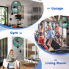 20-inch wall mount fan in black with adjustable tilt head, ideal for gym, garage, and living room air circulation.